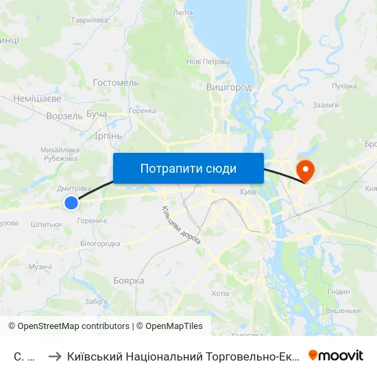 С. Мила to Київський Національний Торговельно-Економічний Університет map
