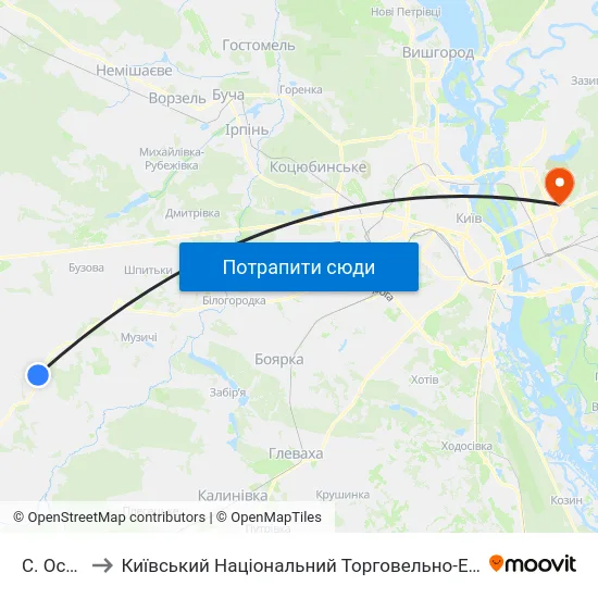 С. Осикове to Київський Національний Торговельно-Економічний Університет map