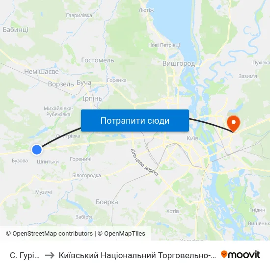 С. Гурівщина to Київський Національний Торговельно-Економічний Університет map