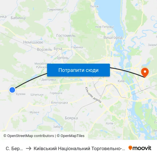 С. Березівка to Київський Національний Торговельно-Економічний Університет map