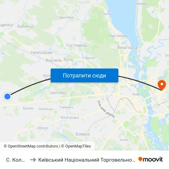 С. Колонщина to Київський Національний Торговельно-Економічний Університет map