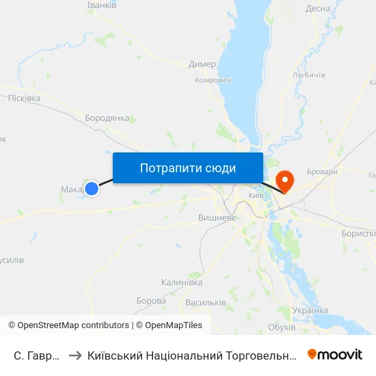 С. Гавронщина to Київський Національний Торговельно-Економічний Університет map