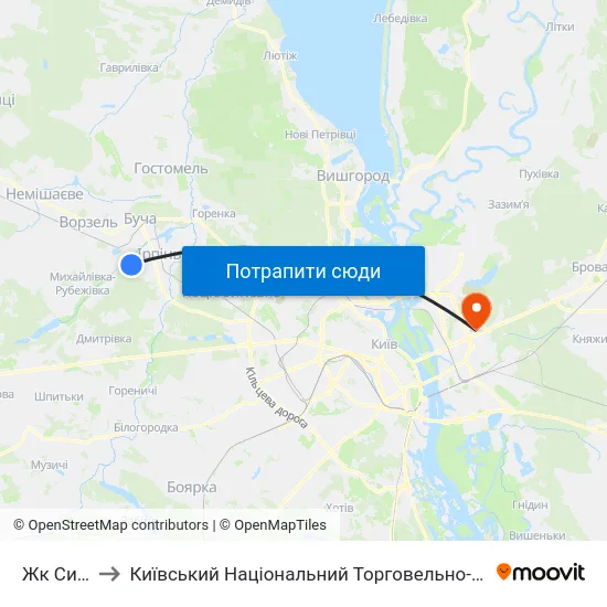 Жк Синергія to Київський Національний Торговельно-Економічний Університет map