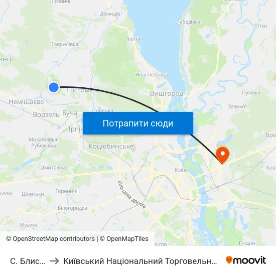 С. Блиставиця to Київський Національний Торговельно-Економічний Університет map