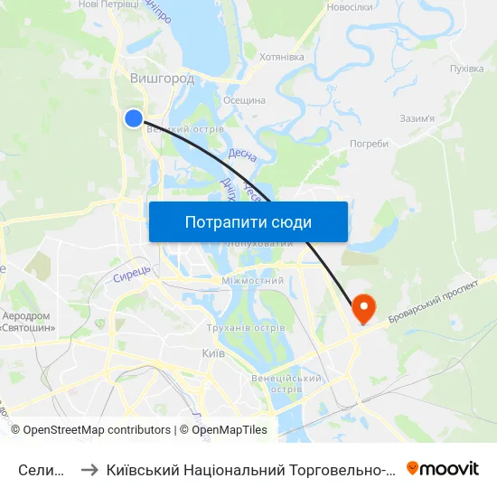 Селище Двс to Київський Національний Торговельно-Економічний Університет map
