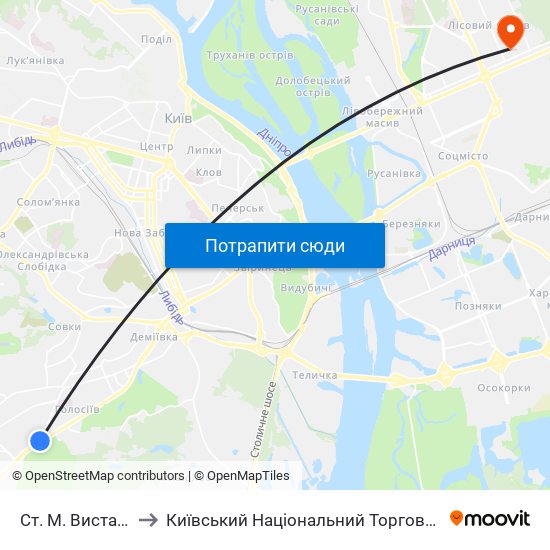 Ст. М. Виставковий Центр to Київський Національний Торговельно-Економічний Університет map