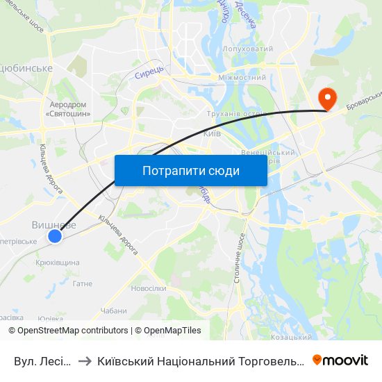 Вул. Лесі Українки to Київський Національний Торговельно-Економічний Університет map