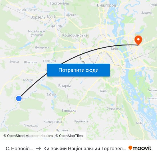 С. Новосілки (Школа) to Київський Національний Торговельно-Економічний Університет map