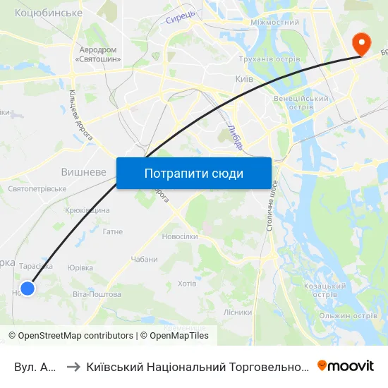 Вул. Амосова to Київський Національний Торговельно-Економічний Університет map