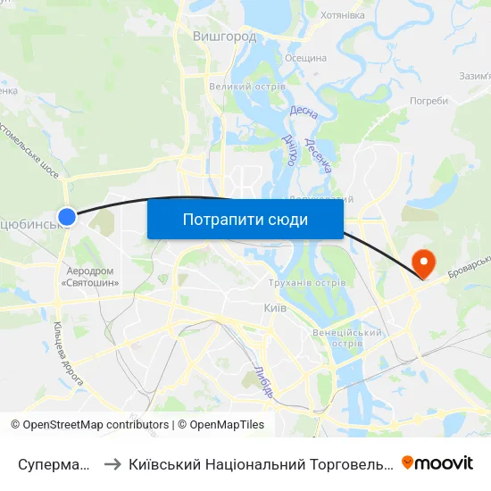 Супермаркет Ашан to Київський Національний Торговельно-Економічний Університет map