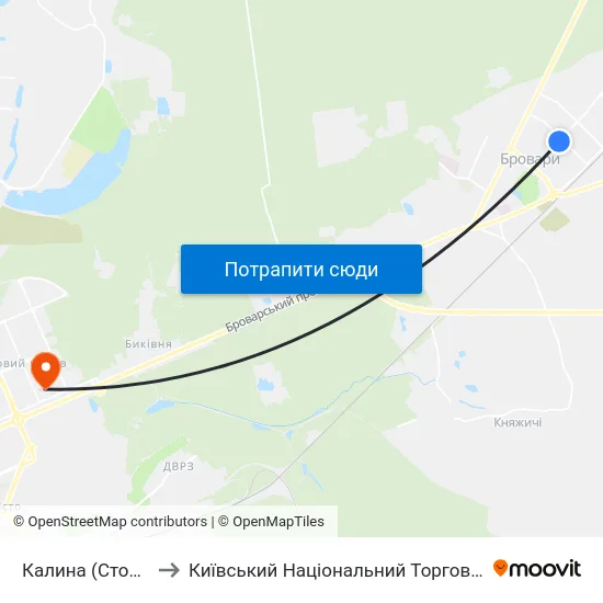 Калина (Стоматполіклініка) to Київський Національний Торговельно-Економічний Університет map