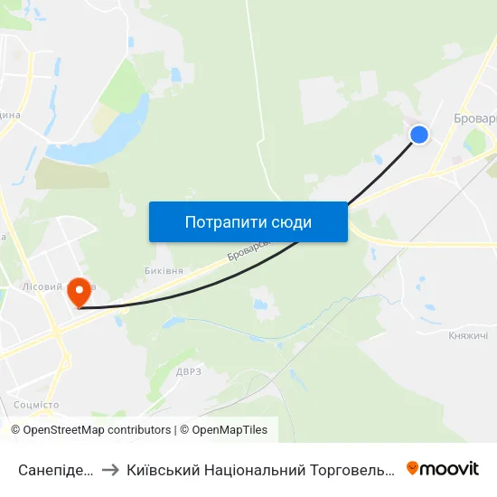 Санепідемстанція to Київський Національний Торговельно-Економічний Університет map