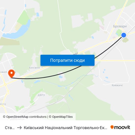 Стадіон to Київський Національний Торговельно-Економічний Університет map