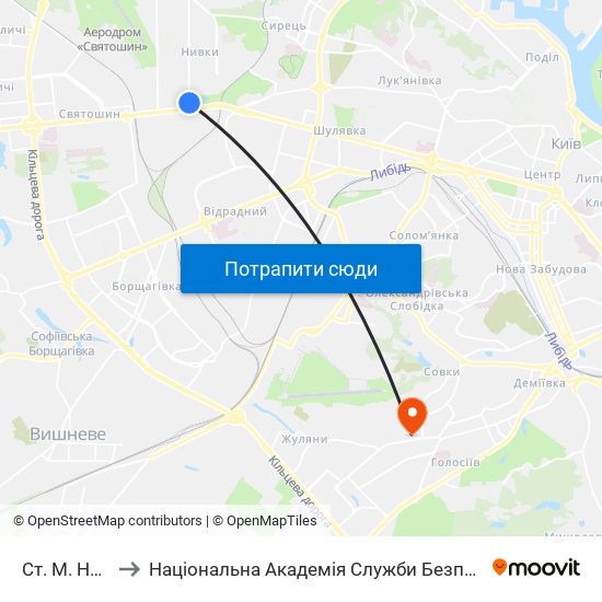 Ст. М. Нивки to Національна Академія Служби Безпеки України map