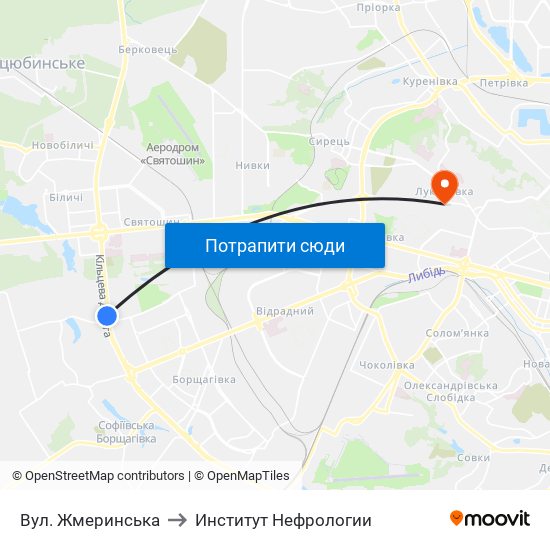 Вул. Жмеринська to Институт Нефрологии map