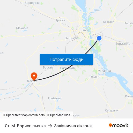Ст. М. Бориспільська to Залізнична лікарня map