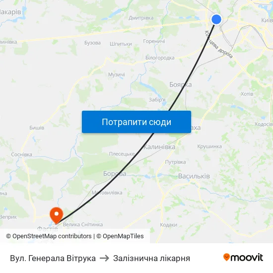 Вул. Генерала Вітрука to Залізнична лікарня map