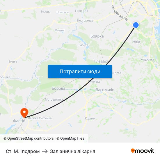 Ст. М. Іподром to Залізнична лікарня map
