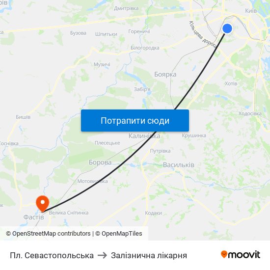 Пл. Севастопольська to Залізнична лікарня map