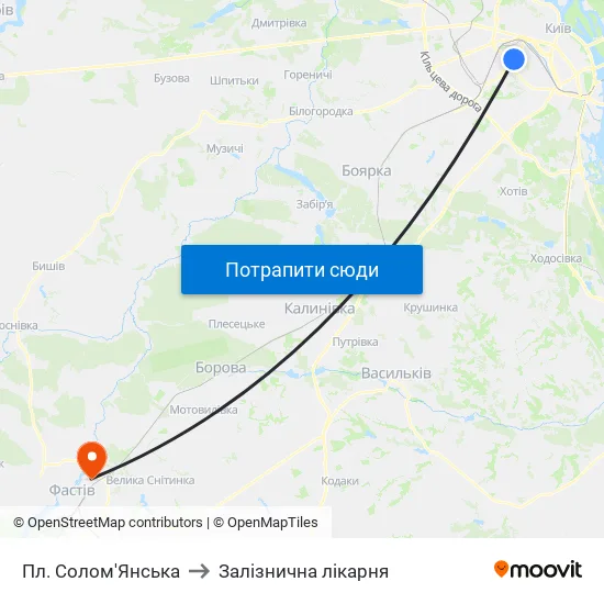 Пл. Солом'Янська to Залізнична лікарня map