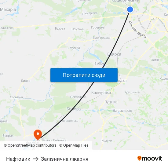 Нафтовик to Залізнична лікарня map