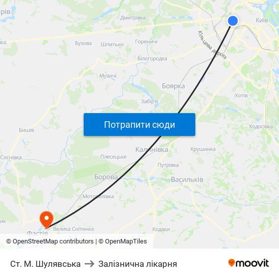Ст. М. Шулявська to Залізнична лікарня map