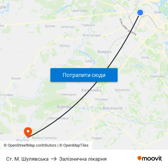 Ст. М. Шулявська to Залізнична лікарня map