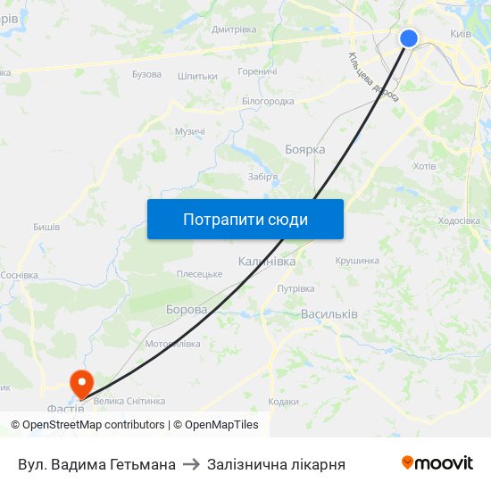 Вул. Вадима Гетьмана to Залізнична лікарня map