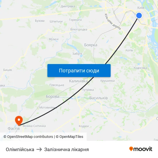 Олімпійська to Залізнична лікарня map