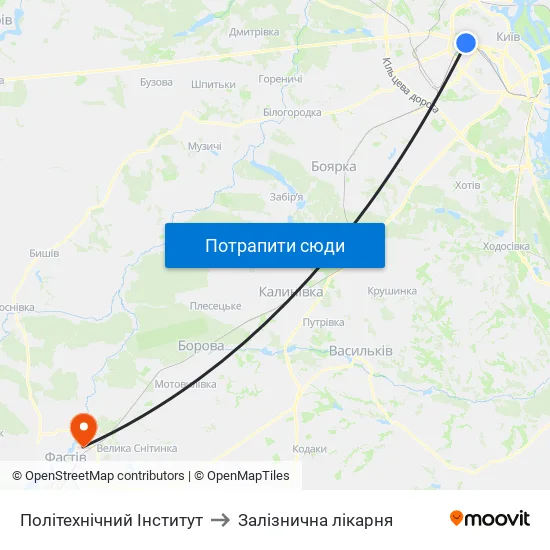 Політехнічний Інститут to Залізнична лікарня map