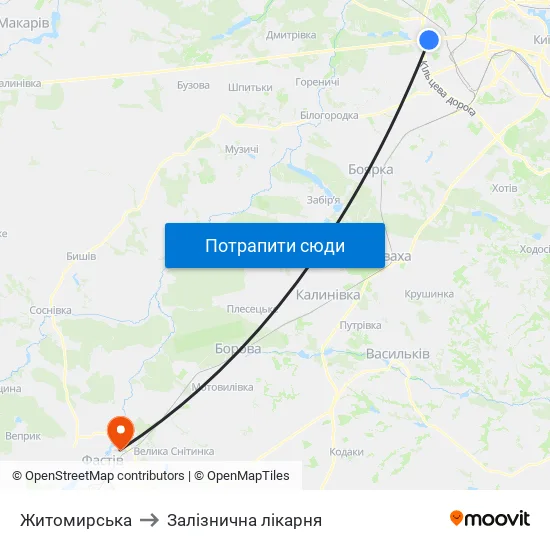 Житомирська to Залізнична лікарня map