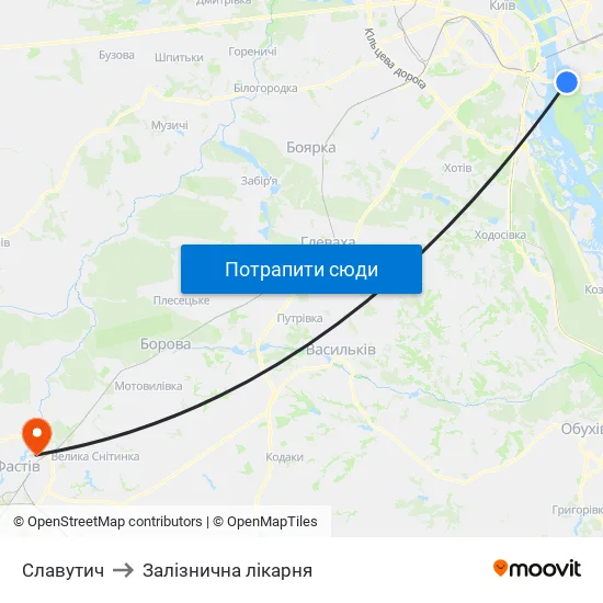 Славутич to Залізнична лікарня map
