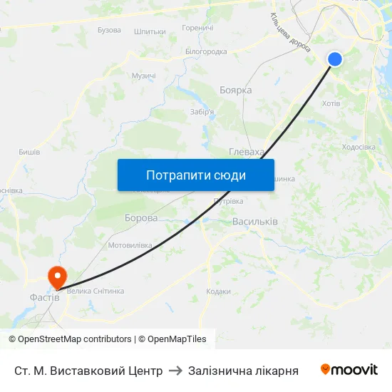 Ст. М. Виставковий Центр to Залізнична лікарня map