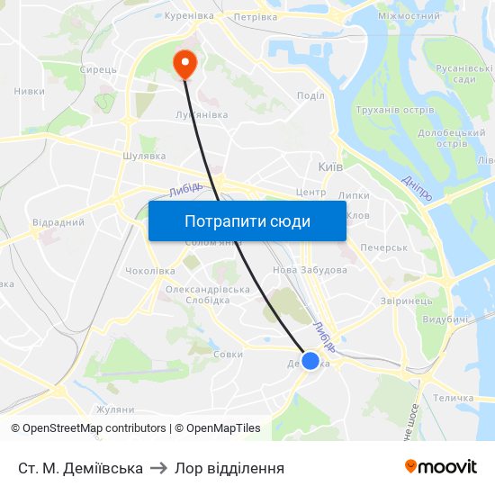 Ст. М. Деміївська to Лор відділення map