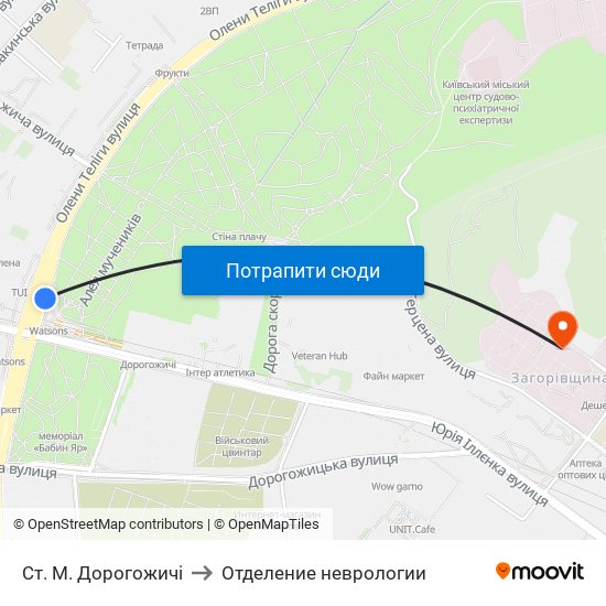 Ст. М. Дорогожичі to Отделение неврологии map