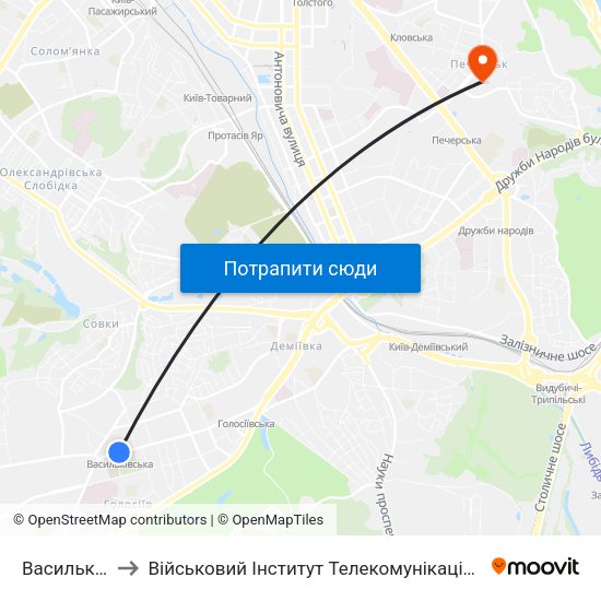 Васильківська to Військовий Інститут Телекомунікацій Та Інформатизації map