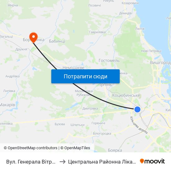 Вул. Генерала Вітрука to Центральна Районна Лікарня map