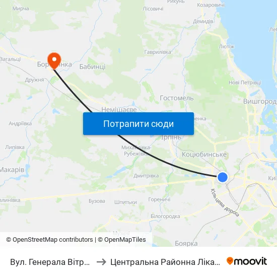 Вул. Генерала Вітрука to Центральна Районна Лікарня map