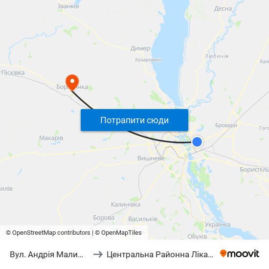 Вул. Андрія Малишка to Центральна Районна Лікарня map