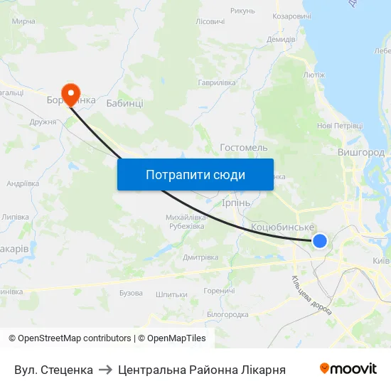 Вул. Стеценка to Центральна Районна Лікарня map