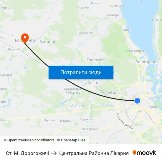 Ст. М. Дорогожичі to Центральна Районна Лікарня map