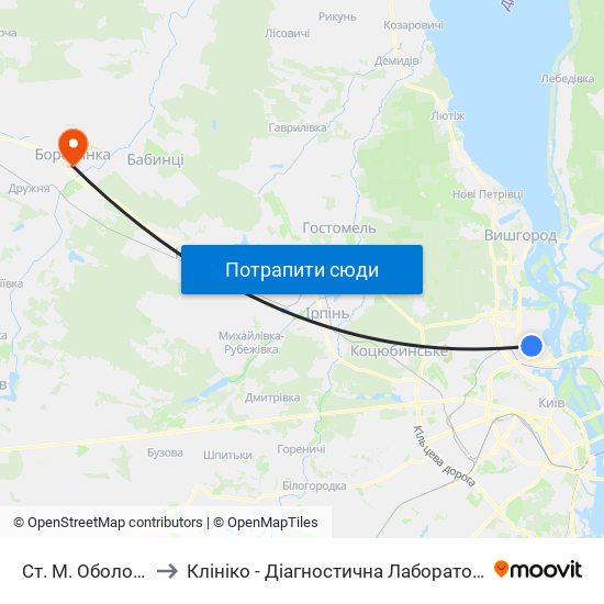 Ст. М. Оболонь to Клініко - Діагностична Лабораторія map