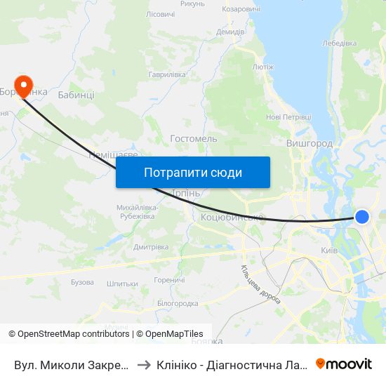 Вул. Миколи Закревського to Клініко - Діагностична Лабораторія map