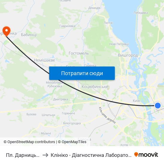 Пл. Дарницька to Клініко - Діагностична Лабораторія map