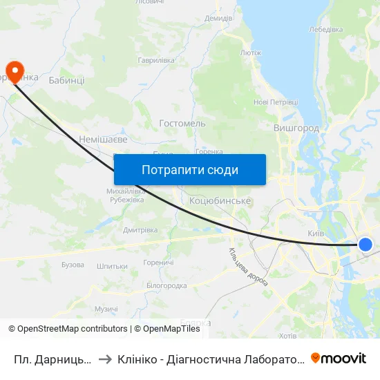 Пл. Дарницька to Клініко - Діагностична Лабораторія map