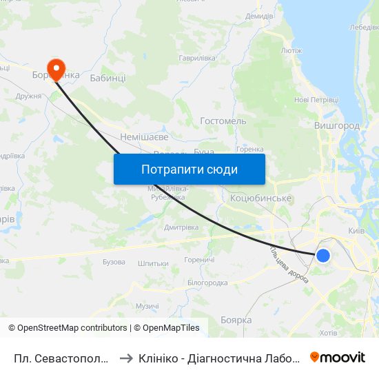 Пл. Севастопольська to Клініко - Діагностична Лабораторія map