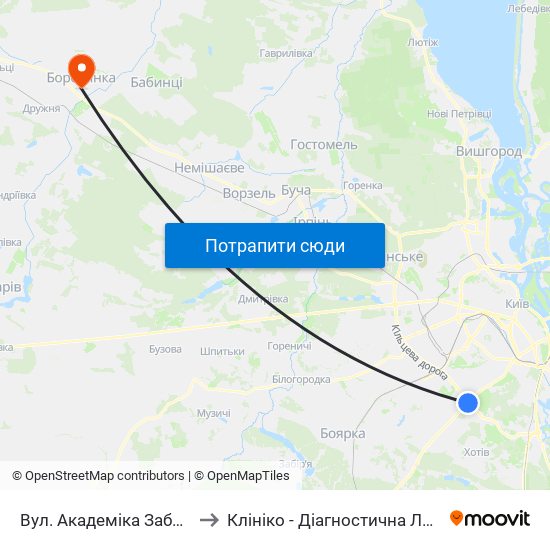 Вул. Академіка Заболотного to Клініко - Діагностична Лабораторія map