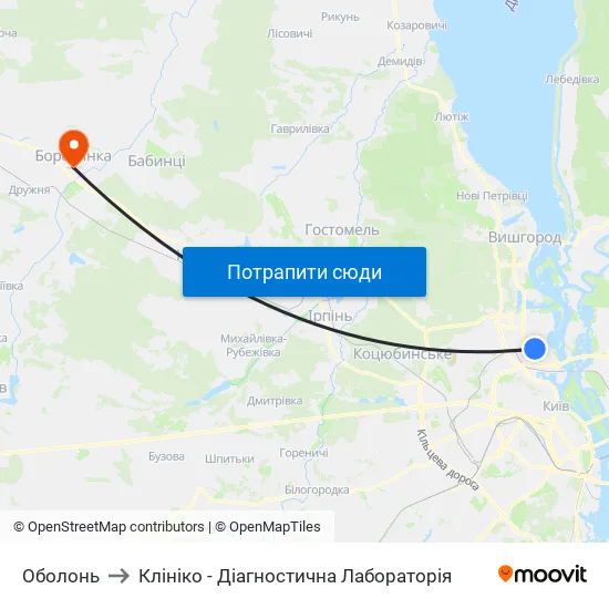 Оболонь to Клініко - Діагностична Лабораторія map
