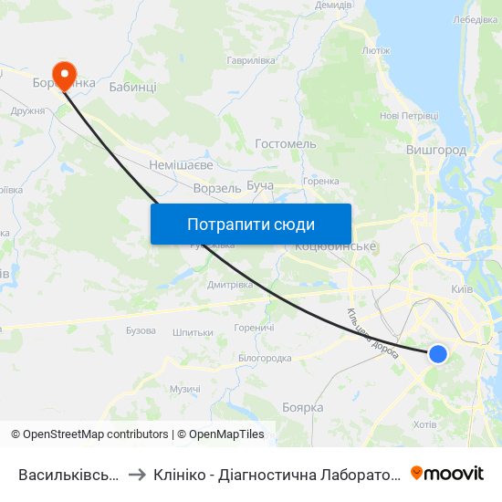 Васильківська to Клініко - Діагностична Лабораторія map