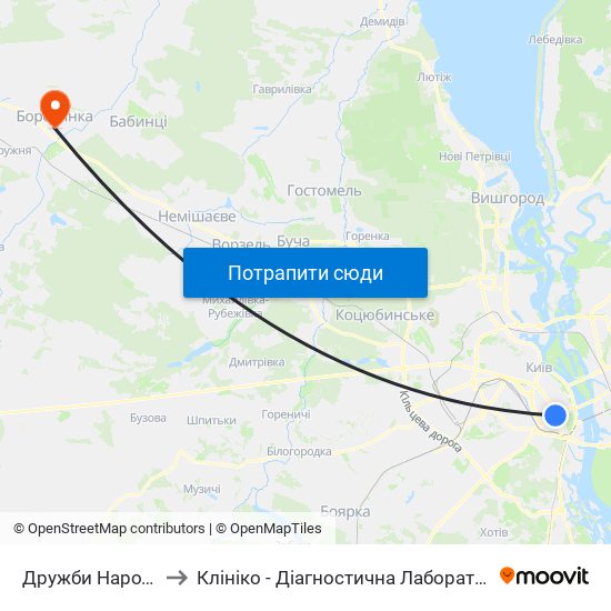 Дружби Народів to Клініко - Діагностична Лабораторія map